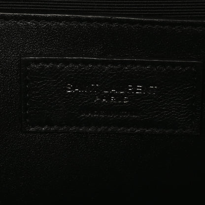 Saint Laurent Grain De Poudre Textured Mixed Matelasse Triquilt Medium Monogram Monochrome Satchel Black 6 of 10
