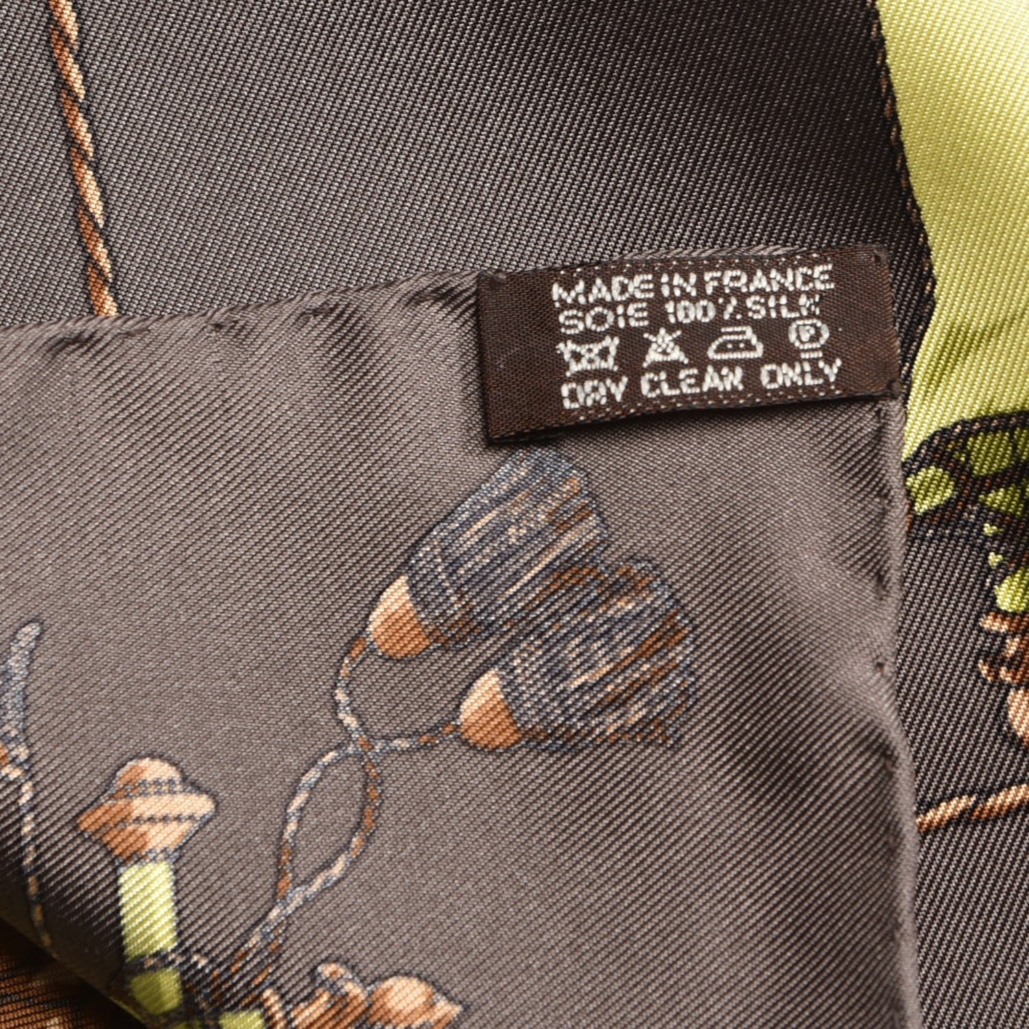 Hermes Silk La Reale Pocket Square Scarf Chocolat Absinthe Noisette 4 of 4