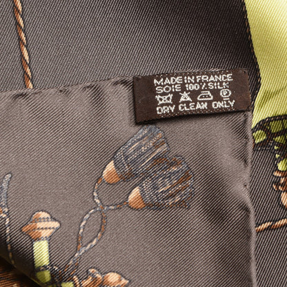 Hermes Silk La Reale Pocket Square Scarf Chocolat Absinthe Noisette 4 of 4