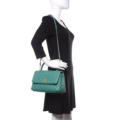 Chanel Caviar Lizard Quilted Small Coco Handle Flap Green 2 of 10