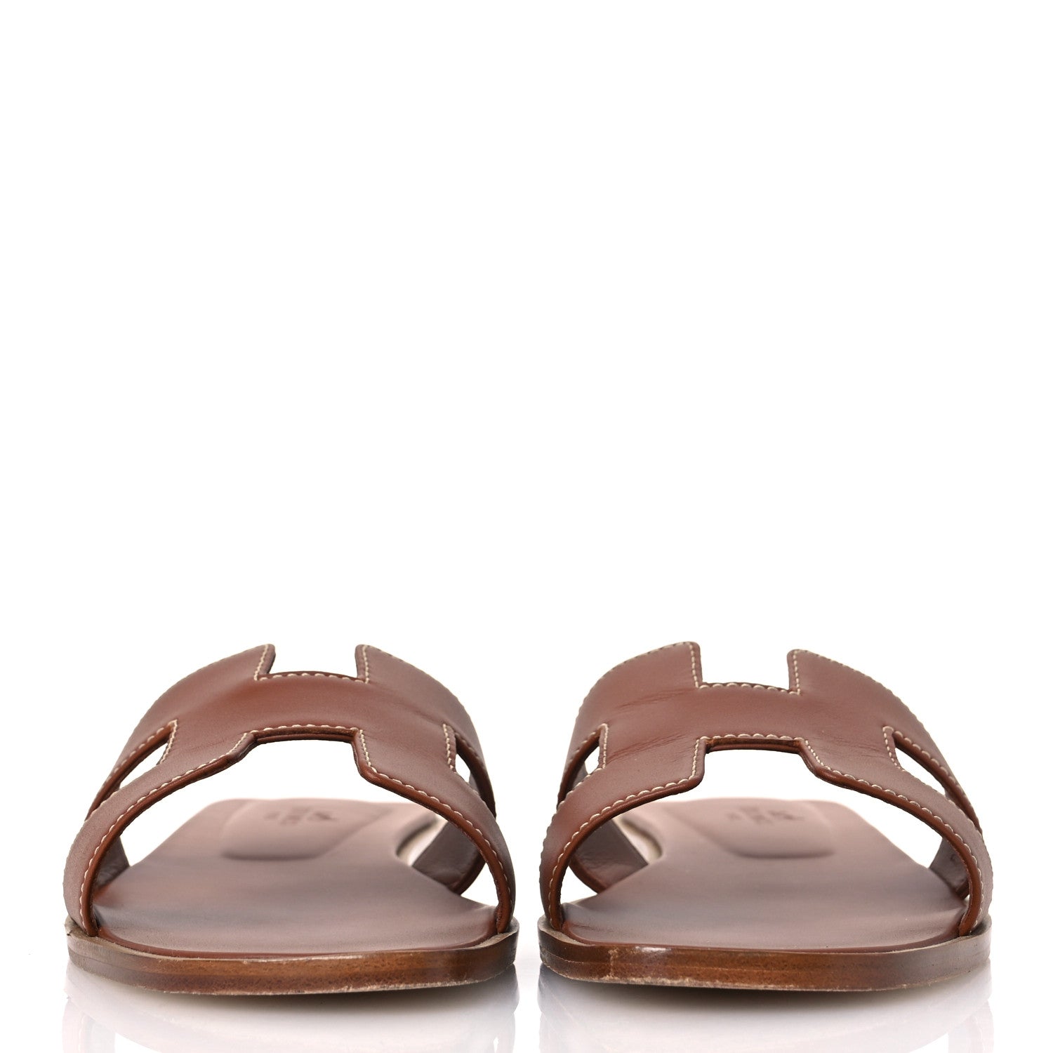 Hermes Box Calfskin Oran Sandals 36.5 Gold 3 of 13