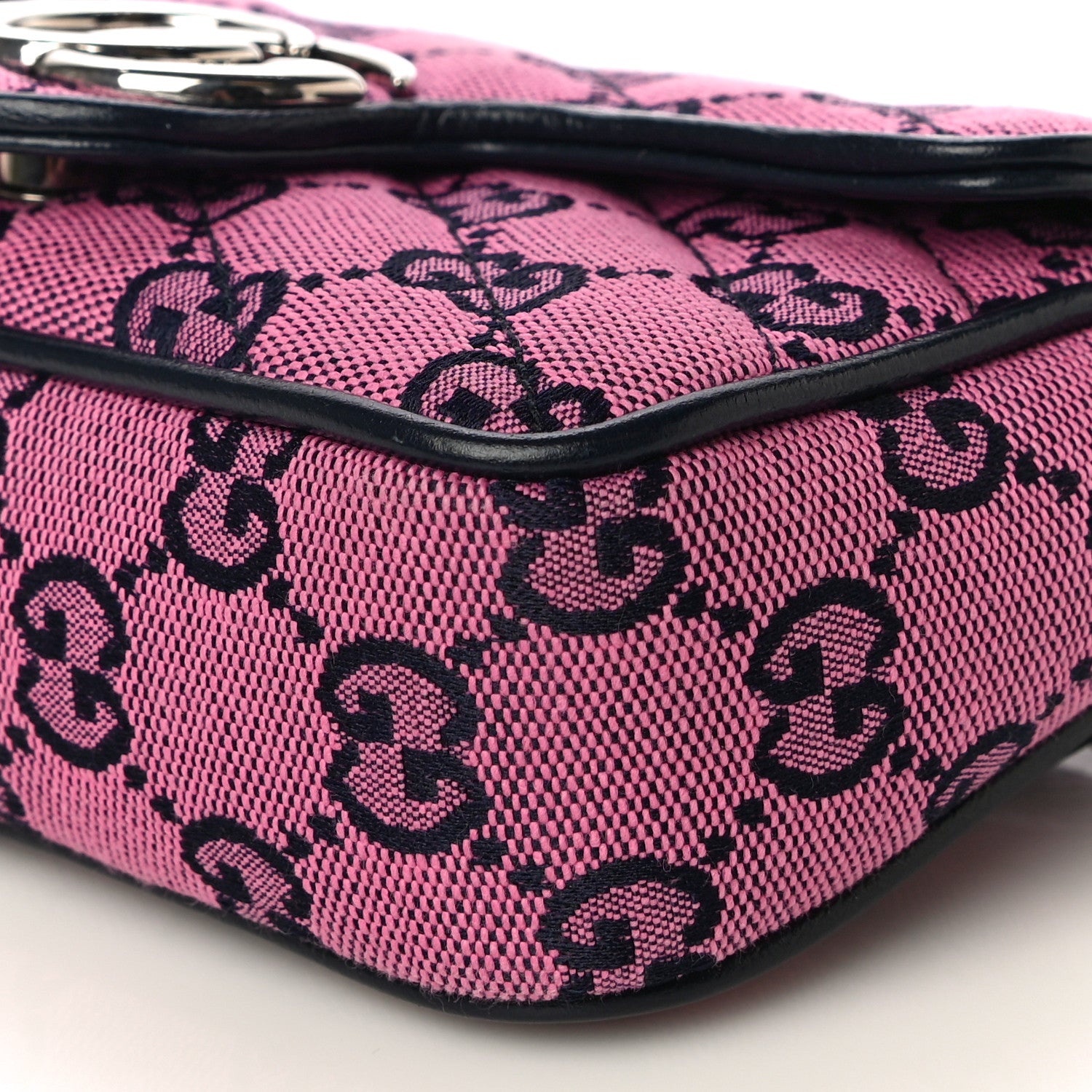 Gucci Monogram Multicolor Matelasse Diagonal Super Mini GG Marmont Shoulder Bag Pink Blue 10 of 11