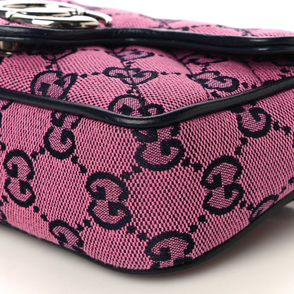 Gucci Monogram Multicolor Matelasse Diagonal Super Mini GG Marmont Shoulder Bag Pink Blue 10 of 11