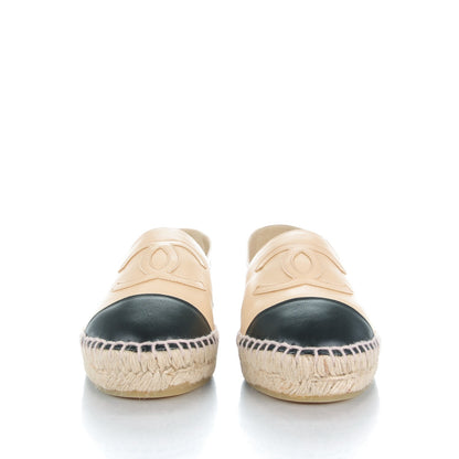 Chanel Lambskin CC Espadrilles 37 Beige Black 2 of 10