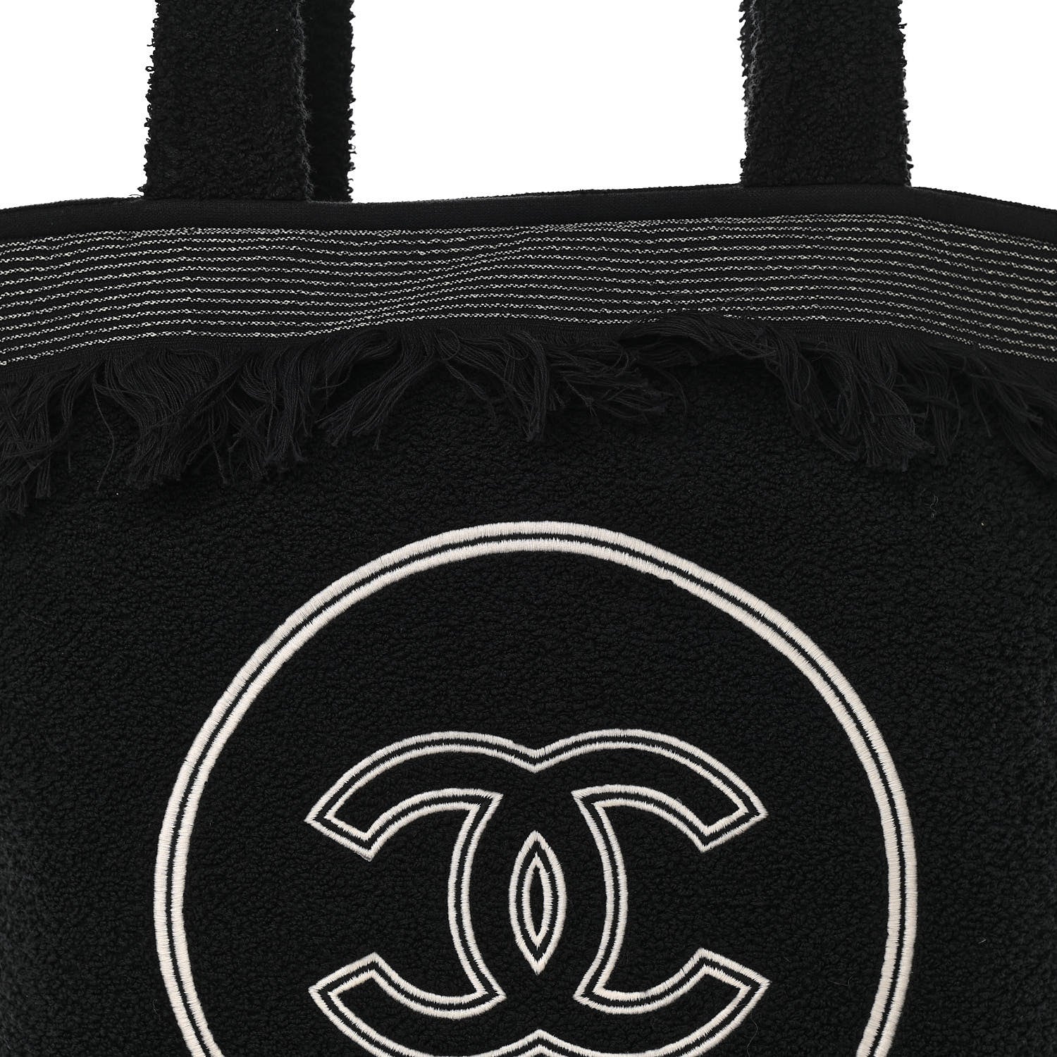 Chanel Terry Cotton CC Beach Tote Towel Set Black 8 of 10