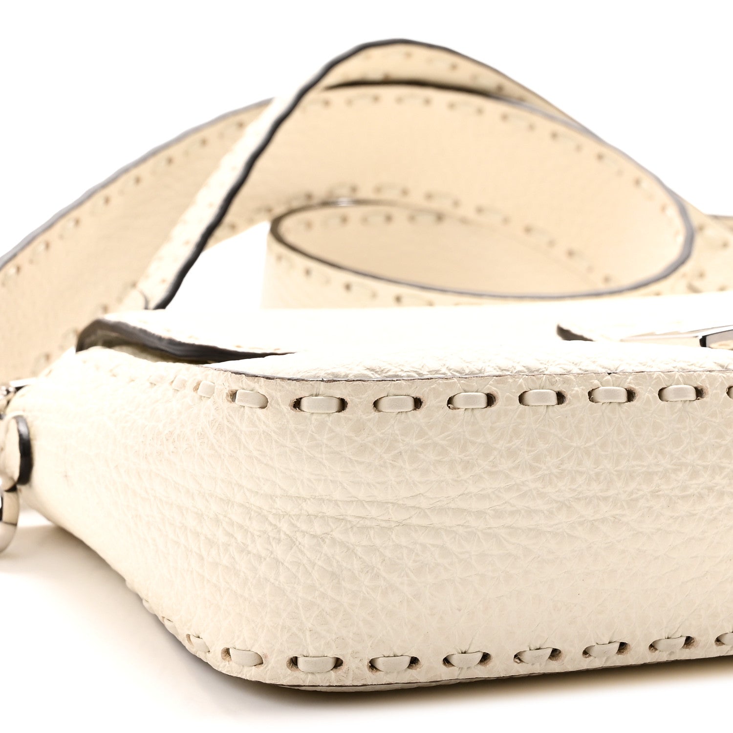 Fendi Cuoio Roma Sellerissima Nappa Sintetica Tape Stitch Baguette Bianco Ice 8 of 9