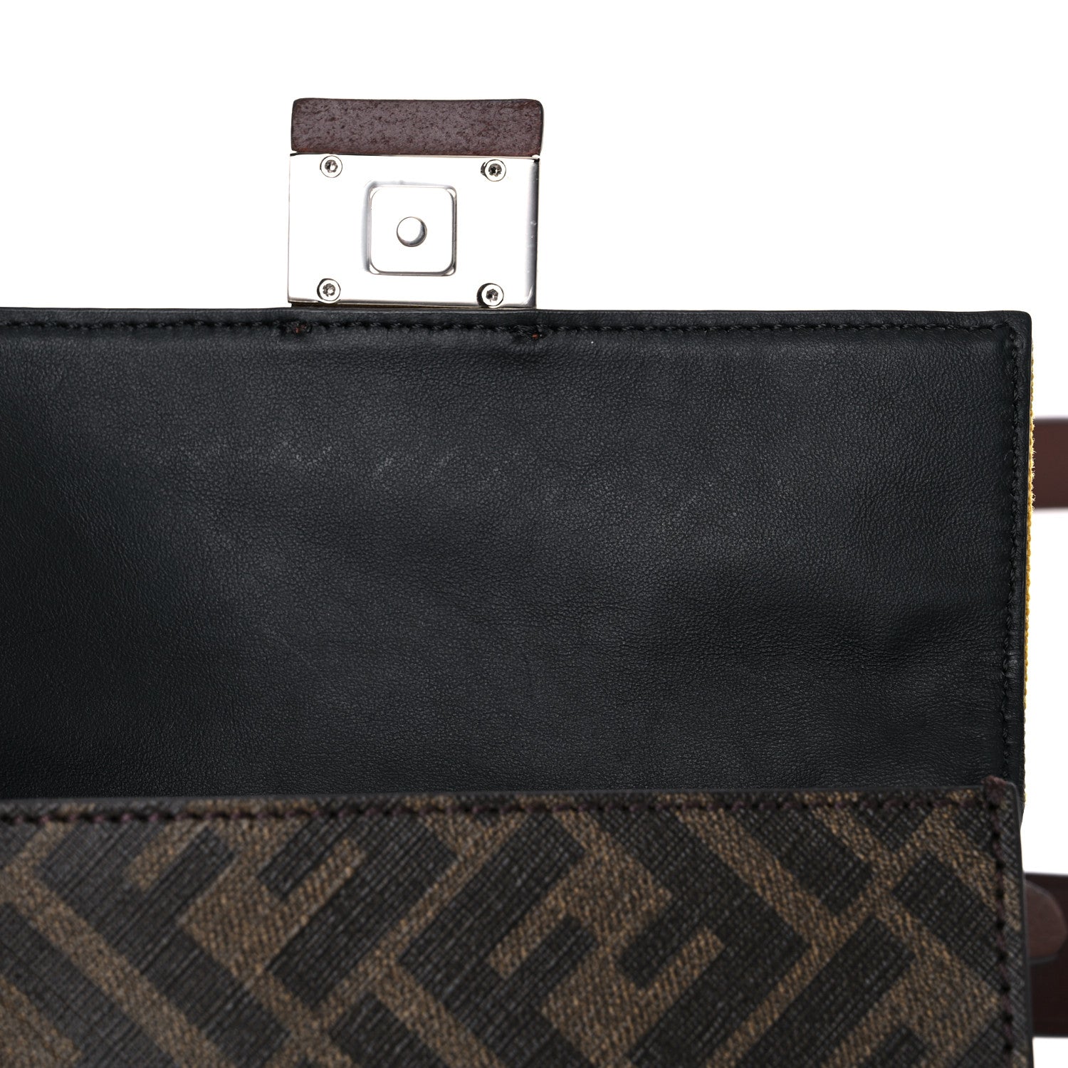 Fendi Glazed Fabric Cotton Vitello King Aura FF 1974 Baguette Belt Pouch Tobacco Moro Mimosa Gianda 12 of 16