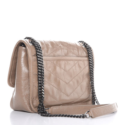 Saint Laurent Crinkled Calfskin Matelasse Monogram Baby Niki Chain Satchel Light Taupe 3 of 7