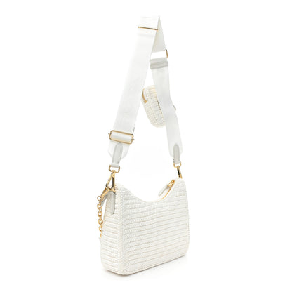 Prada Yarn Raffia Effect Crochet Re-Edition 2005 Shoulder Bag White 3 of 9