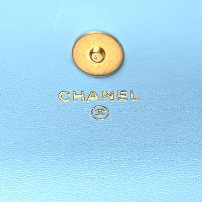 Chanel Lambskin Quilted Metal Twist Top Handle Flap Phone Holder With Chain Blue 7 of 10