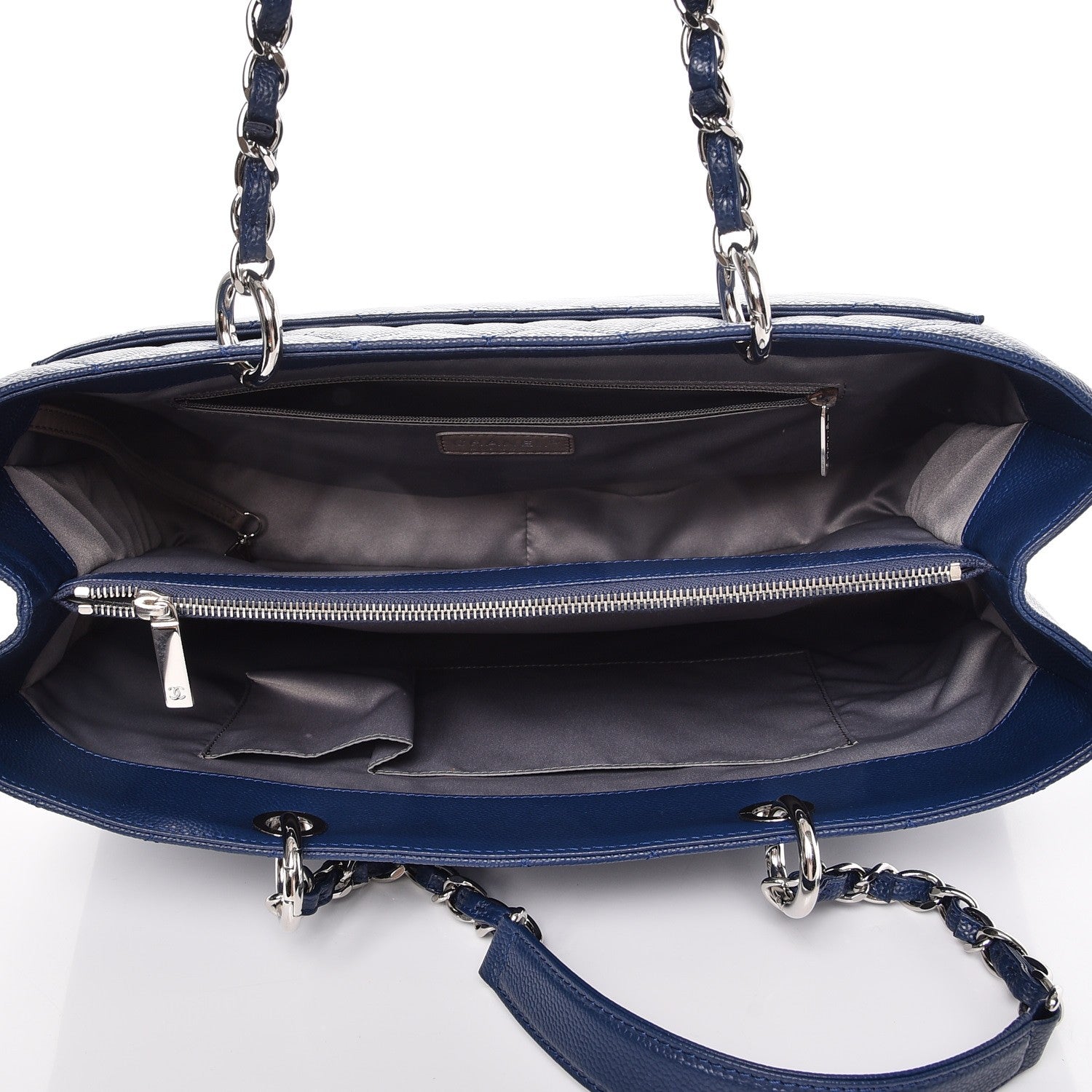 Chanel Caviar Quilted XL Grand Shopping Tote GST Dark Navy Blue 5 of 8