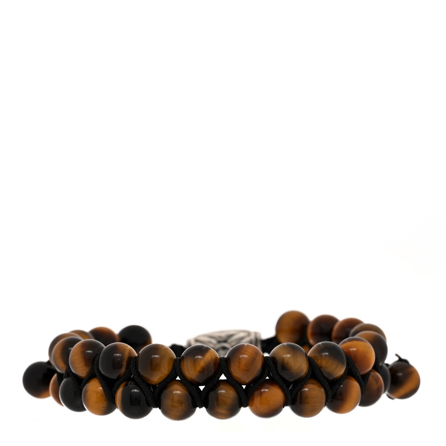 David Yurman Sterling Silver Tiger's Eye Two Row 8mm Spiritual Beads Bracelet 1 of 3