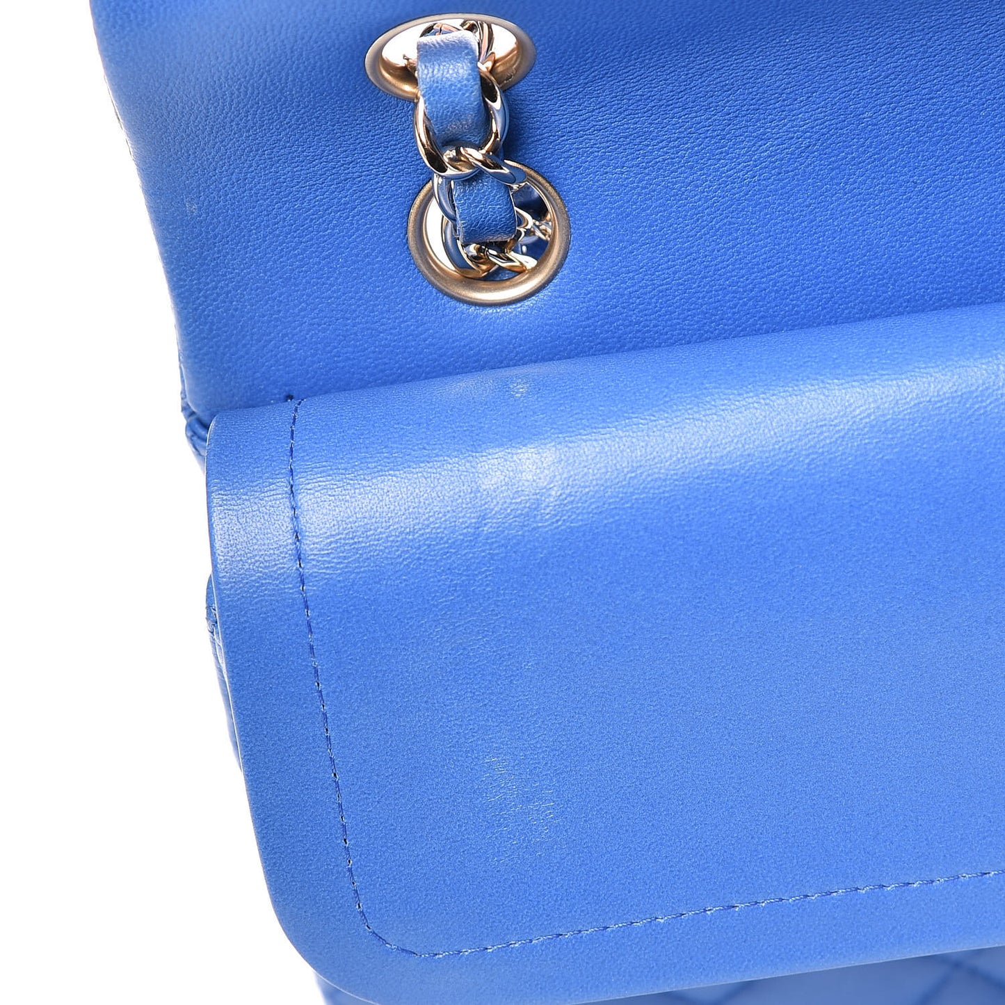 Lambskin Quilted Medium Double Flap Blue