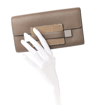 Delvaux Calfskin Galuchat Long Madame Polo Clutch Tourterelle 2 of 11