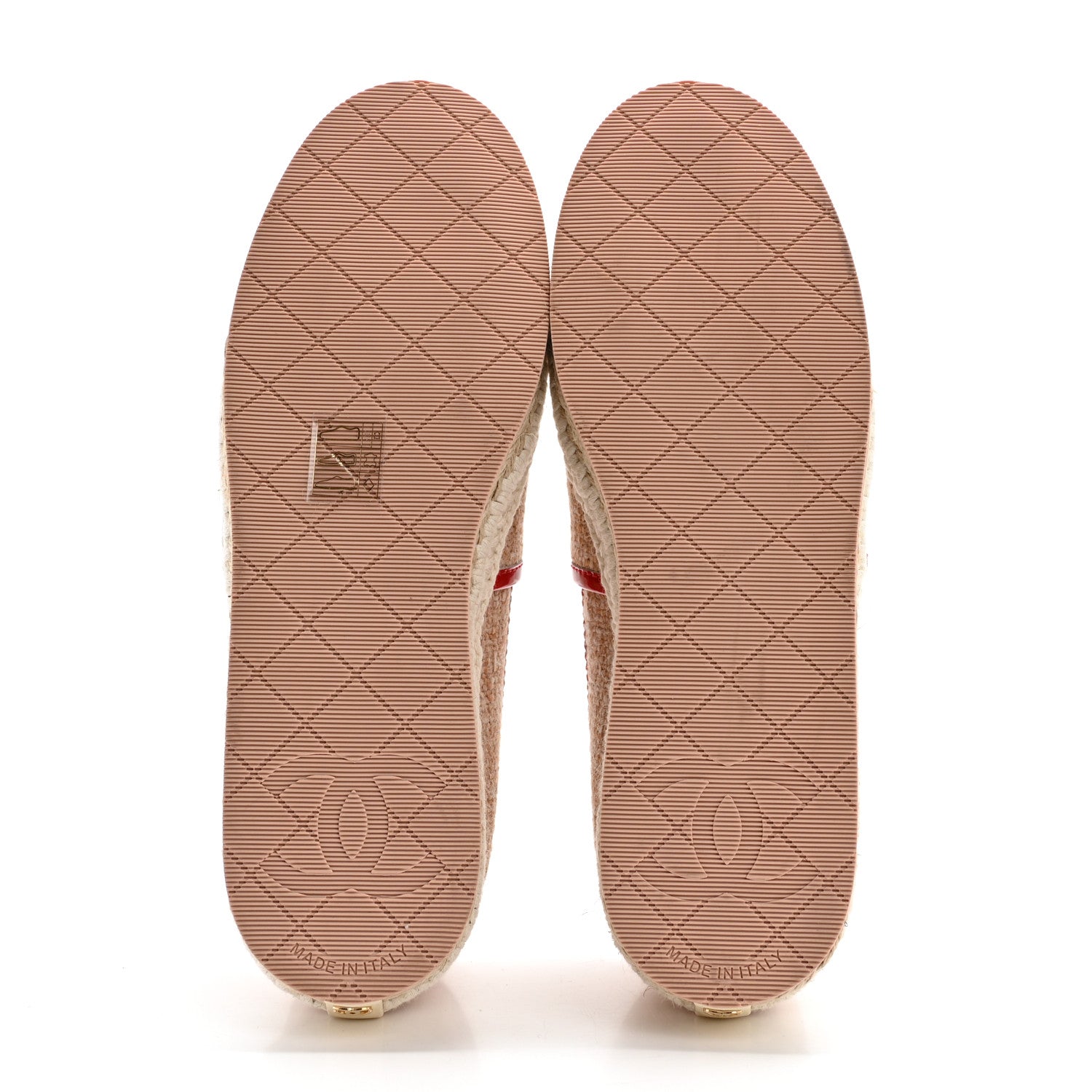 Chanel Fabric Patent Calfskin CC Espadrilles 38 Pink Red 5 of 13