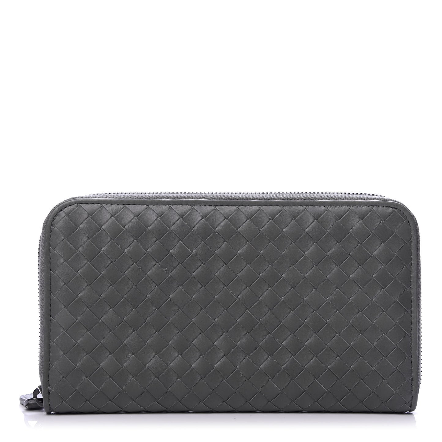 Nappa Intrecciato Zip Around Wallet Kaki Fondente