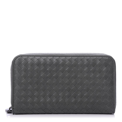 Bottega Veneta Nappa Intrecciato Zip Around Wallet Kaki Fondente 1 of 6