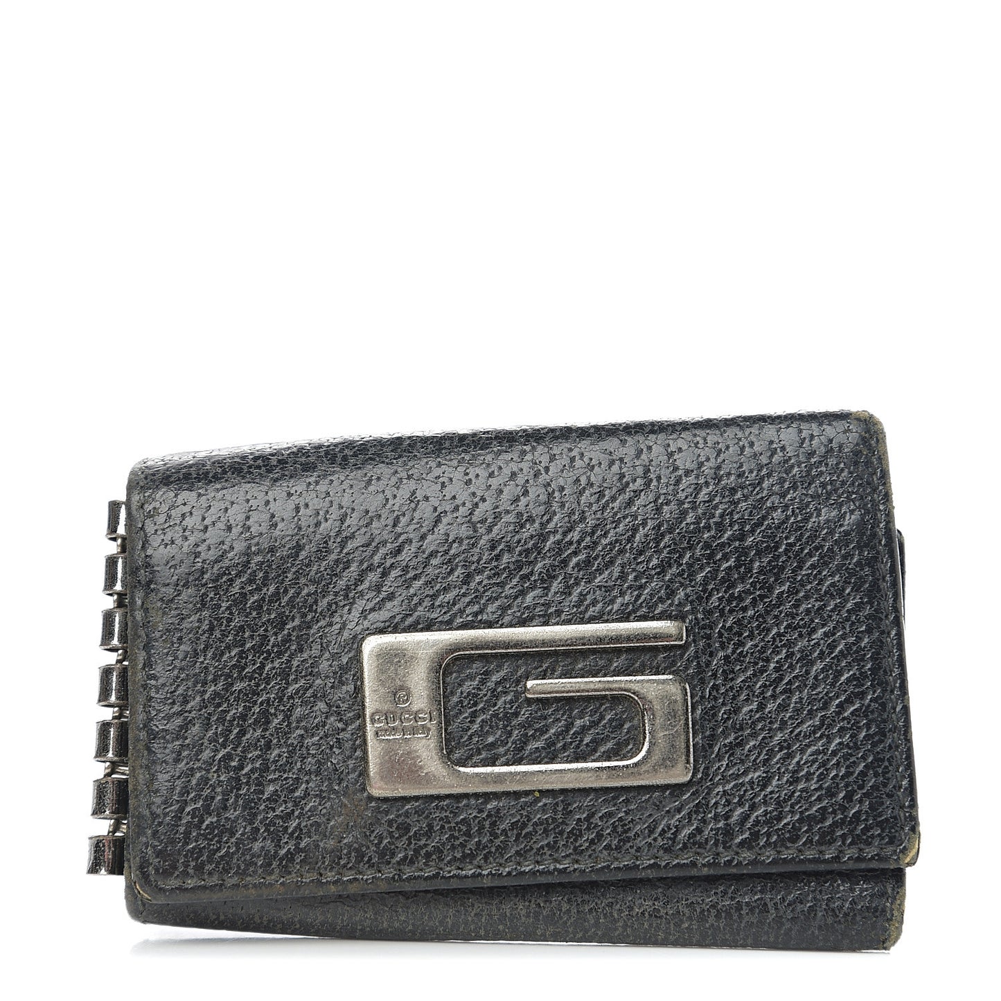 Calfskin Square G 6 Key Holder Case Black