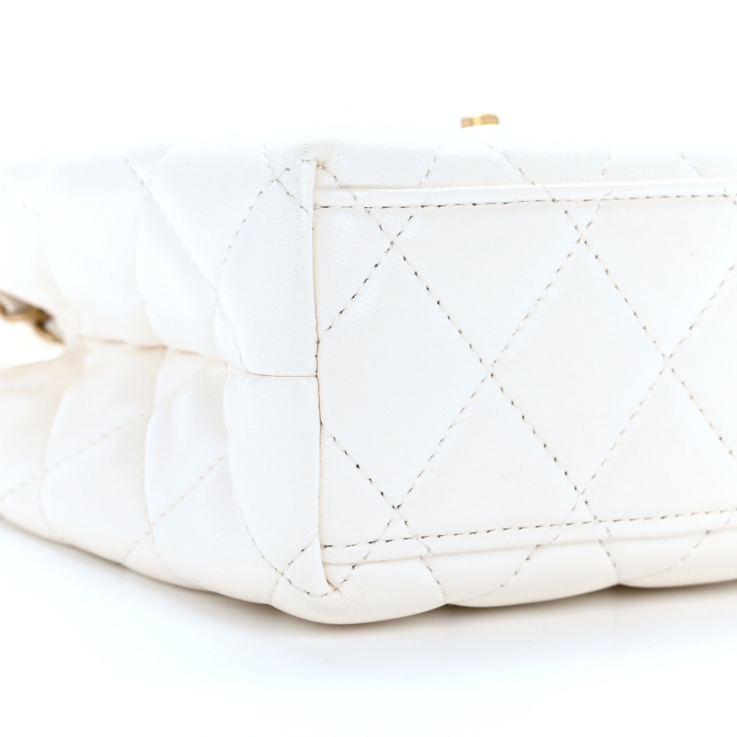 Chanel Shiny Aged Calfskin Quilted Nano Kelly Shopper White 11 of 12