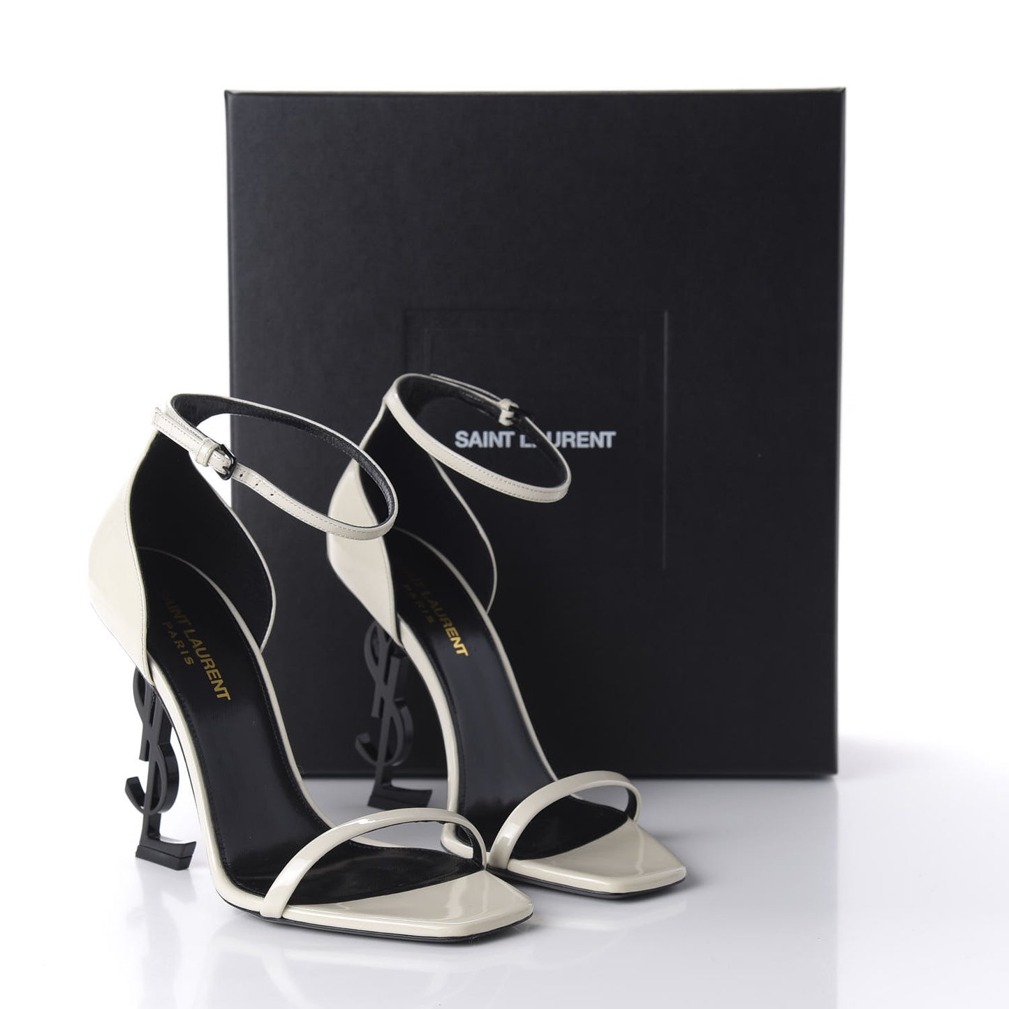 Patent Calfskin Opyum 110 Sandals 37.5 Neutro