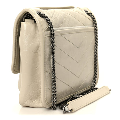 Saint Laurent Crinkled Calfskin Matelasse Monogram Baby Niki Chain Satchel Crema Soft 3 of 11