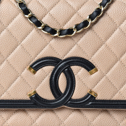 Chanel Caviar Quilted Medium CC Filigree Flap Beige Black 10 of 10
