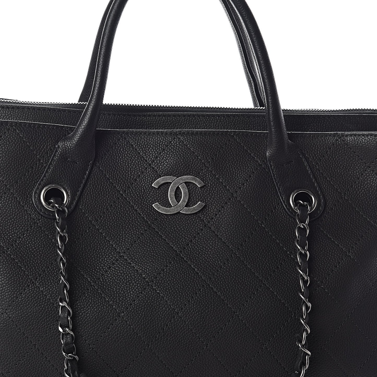 Grained Vegetal Calfskin Urban Shopping Tote Black