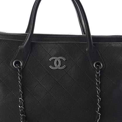 Chanel Grained Vegetal Calfskin Urban Shopping Tote Black 10 of 12