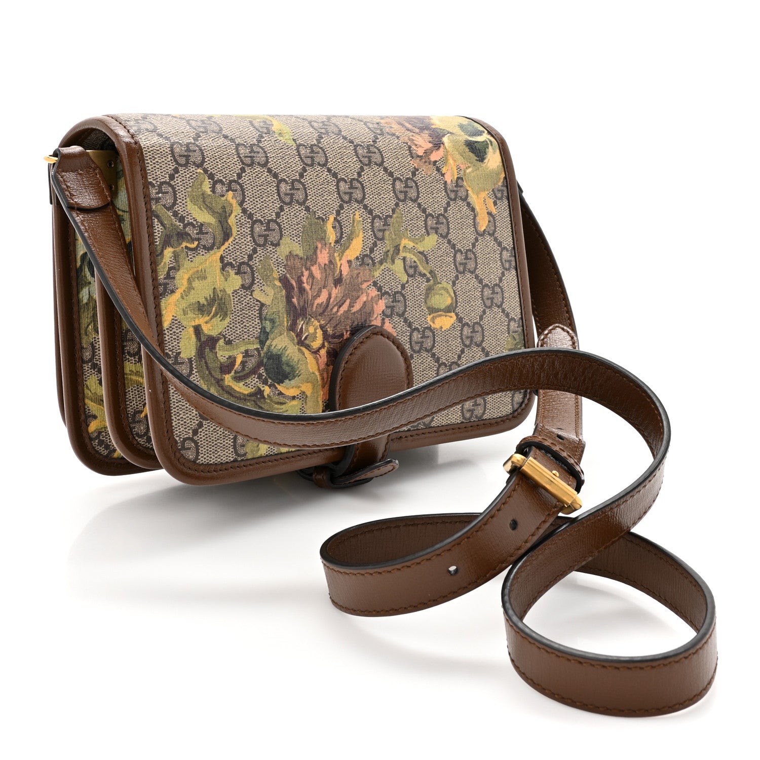 Gucci GG Supreme Monogram Azalea Calfskin Dusty Carnation Mini Retro Interlocking G Flap Shoulder Bag Beige Ebony Multicolor Brown Sugar 3 of 11