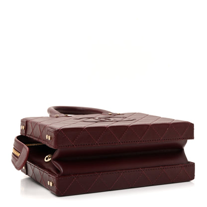 Chanel Calfskin Quilted Studded Square Vanity Case Burgundy 4 of 12