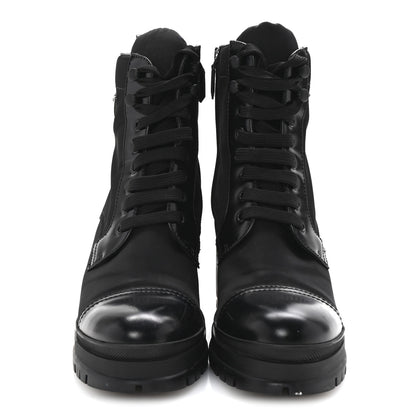 Prada Spazzolato Re-Nylon Metal Triangle Logo Lace Up 55mm Ankle Boots 40 Black 3 of 9