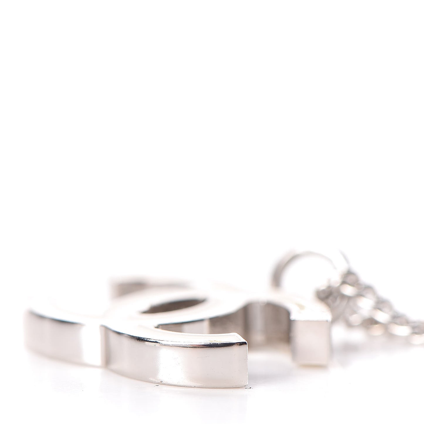 Enamel CC Necklace White Silver