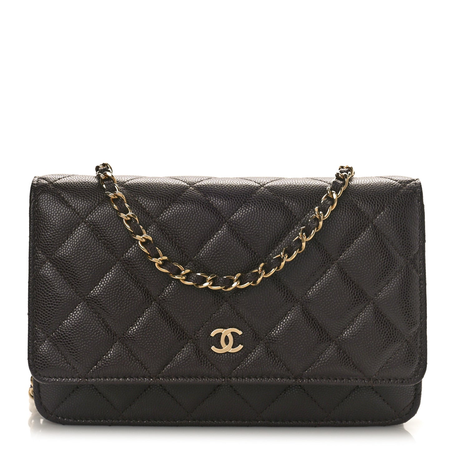 Caviar Quilted Wallet on Chain WOC Dark Brown