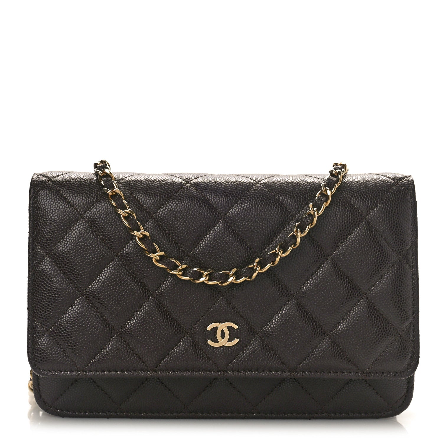 Chanel Caviar Quilted Wallet on Chain WOC Dark Brown 1 of 9