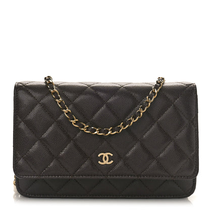 Chanel Caviar Quilted Wallet on Chain WOC Dark Brown 1 of 9