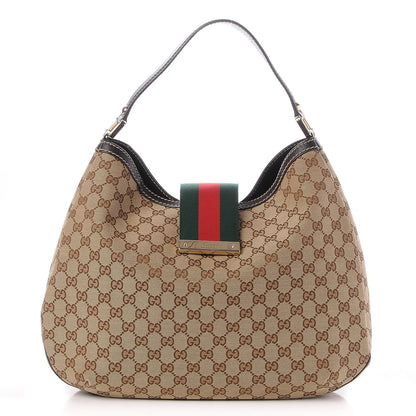 Gucci Monogram Large New Ladies Web Hobo Dark Brown 1 of 7