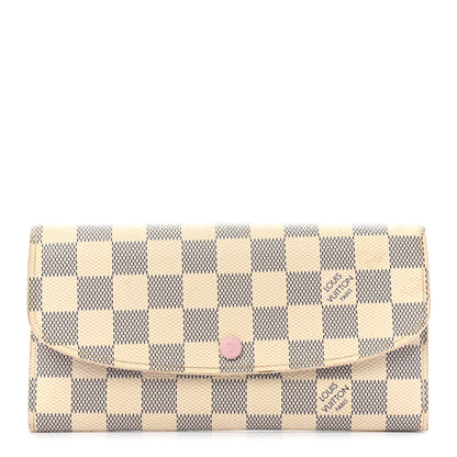 Louis Vuitton Damier Azur Emilie Wallet Rose Ballerine 1 of 9