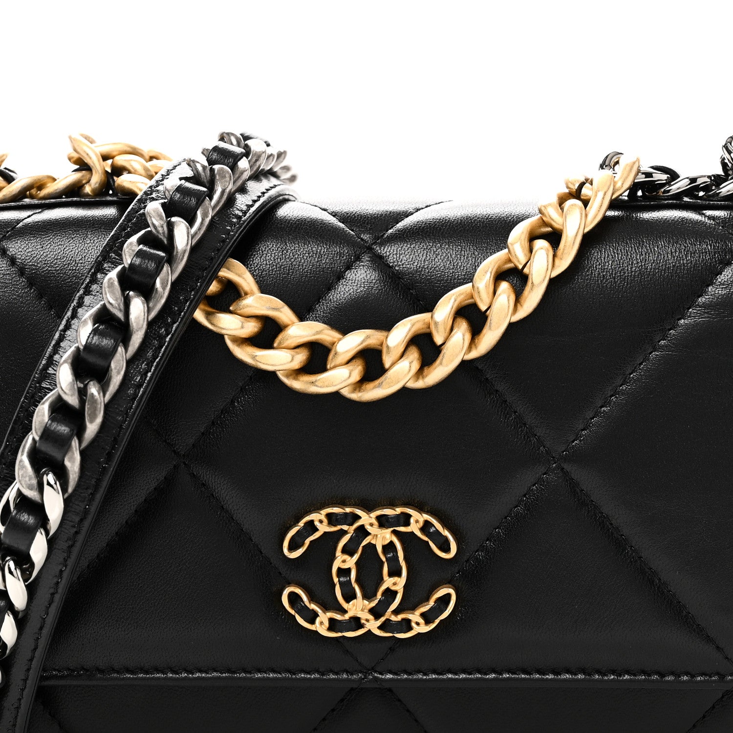 Chanel Lambskin Quilted Chanel 19 Wallet On Chain WOC Black 9 of 12