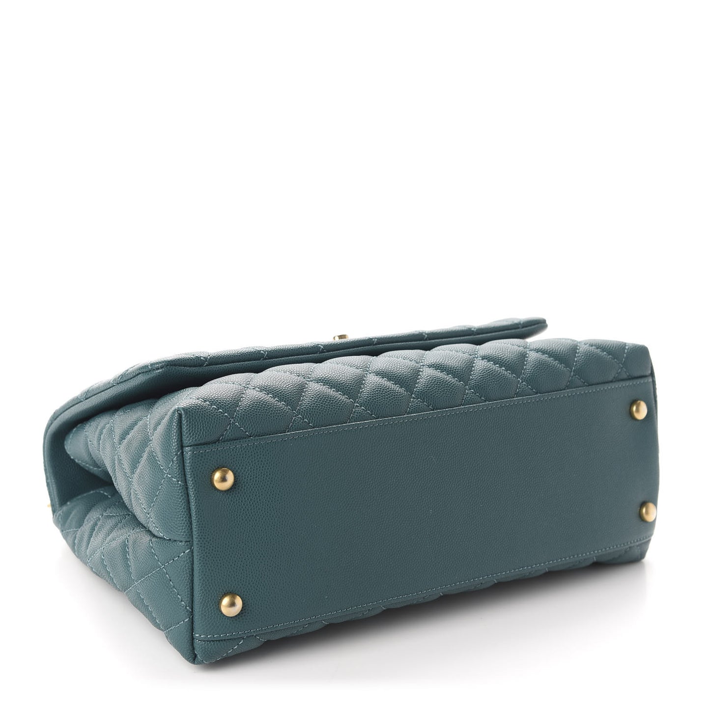 Caviar Quilted Small Coco Handle Flap Dark Turquoise