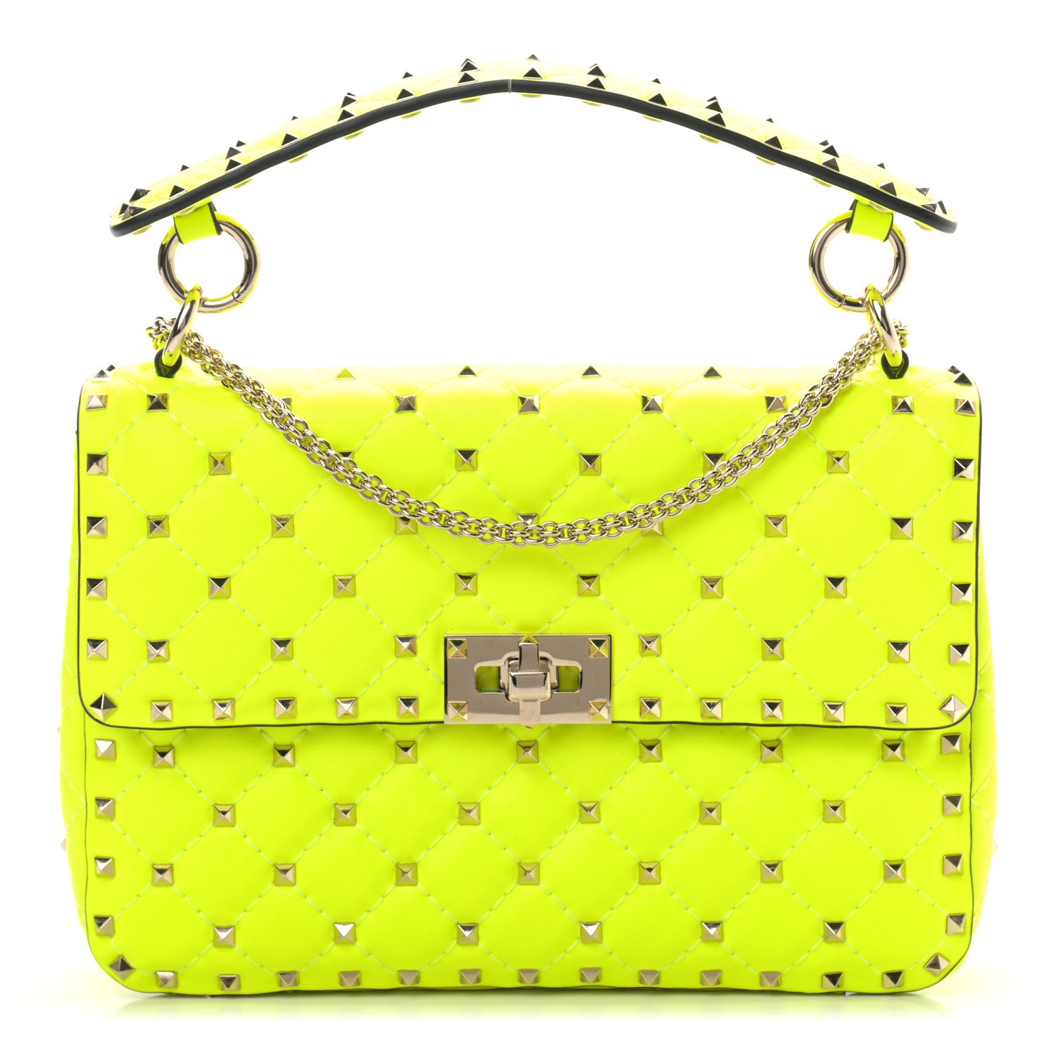 Valentino Garavani Lambskin Medium Rockstud Spike Shoulder Bag Lime 1 of 11