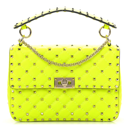 Valentino Garavani Lambskin Medium Rockstud Spike Shoulder Bag Lime 1 of 11