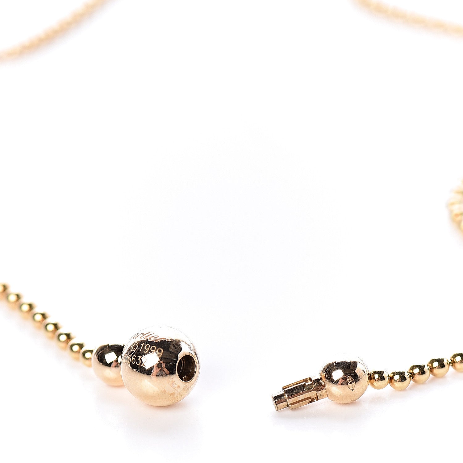 Cartier 18K Yellow Gold Diamond Beaded Lariat Chain Necklace 6 of 6