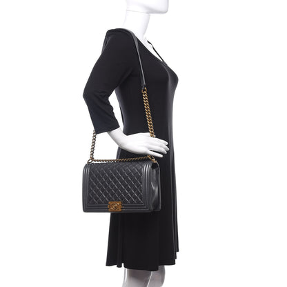 Chanel Metallic Calfskin Quilted New Medium Boy Flap Dark Grey 2 of 10