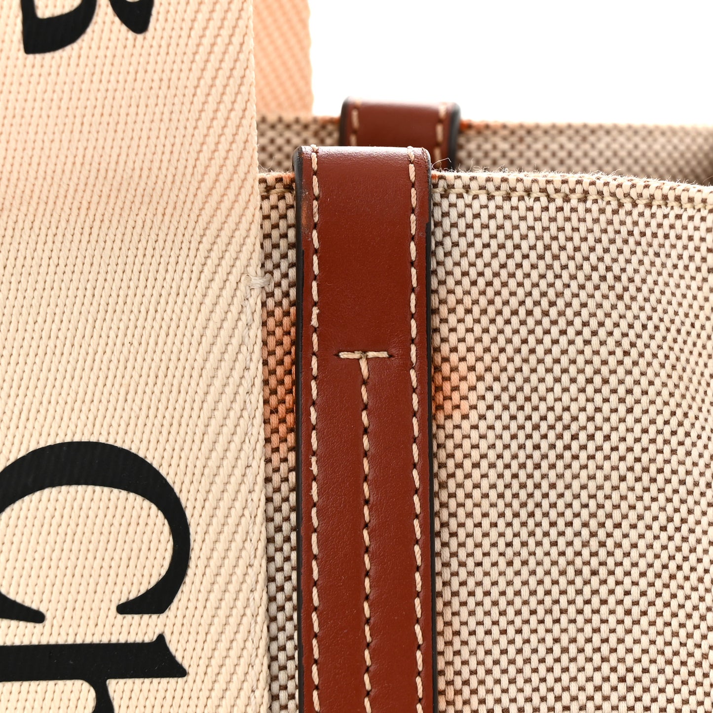 Cotton Calfskin Medium Woody Ribbon Tote White Brown