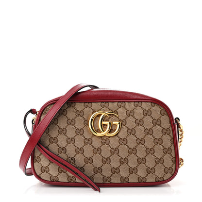 Gucci Monogram Azalea Calfskin Matelasse Diagonal Small GG Marmont Chain Shoulder Bag Beige Ebony New Cherry Red 1 of 12