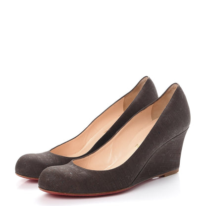 Christian Louboutin Cork Miss Boxe Wedges 39.5 Brown 3 of 14