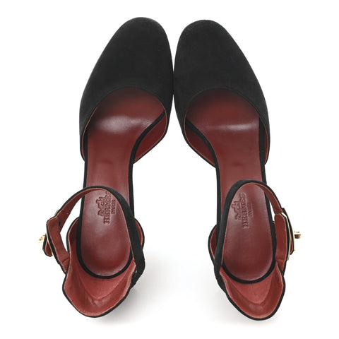 Suede Goatskin Baby 90 Pump 37 Black