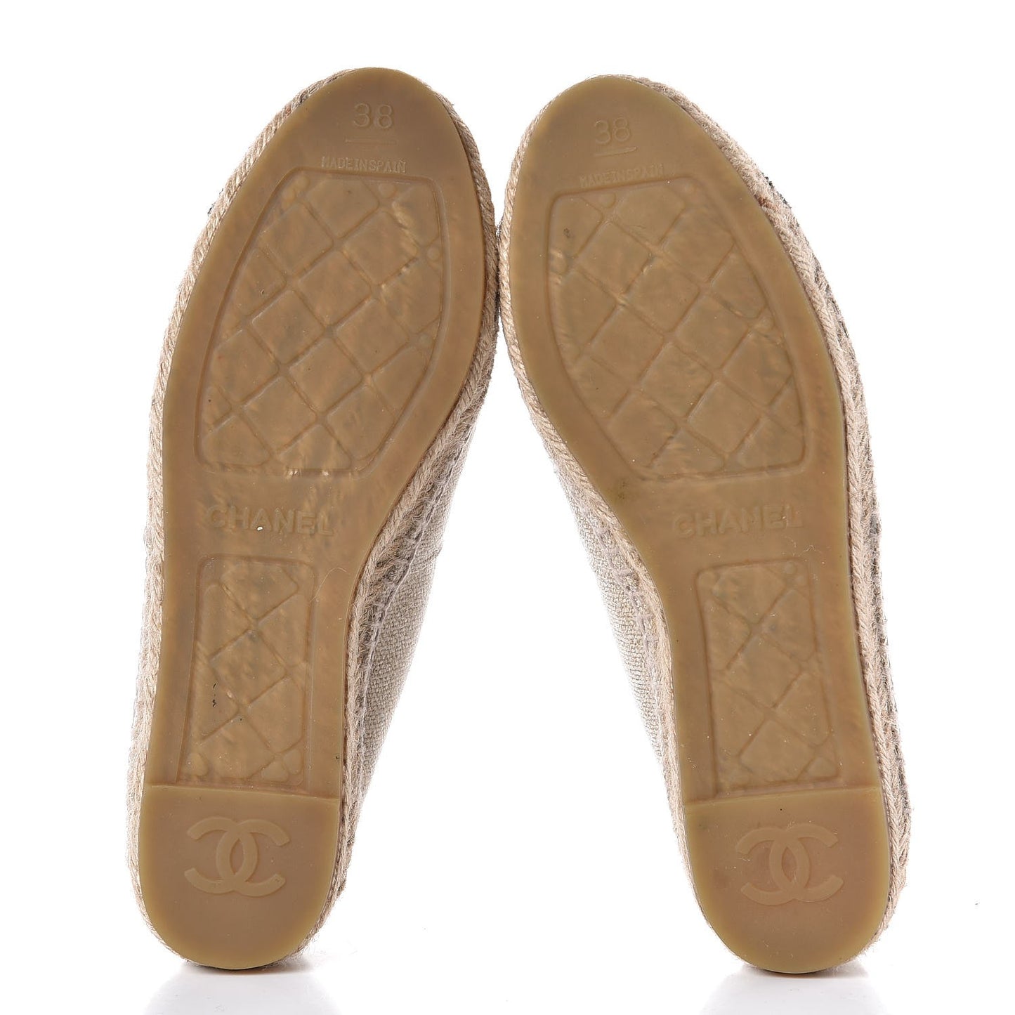 Linen Sequin CC Espadrilles 38 Beige Black