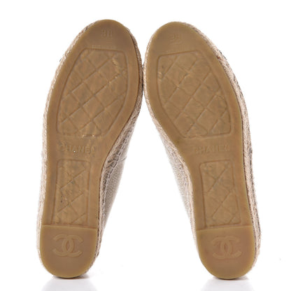 Chanel Linen Sequin CC Espadrilles 38 Beige Black 5 of 10