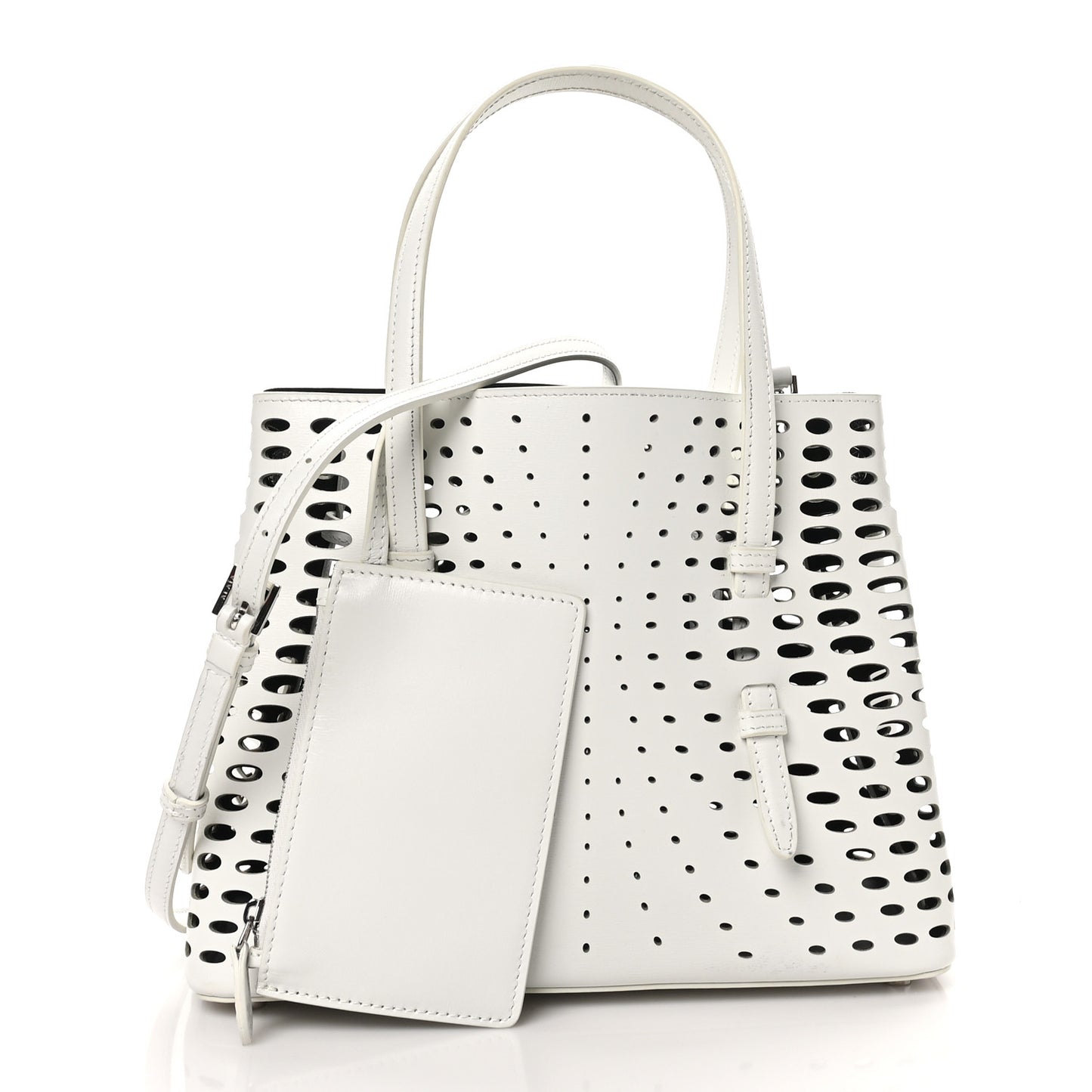 Calfskin Laser Cut Mina 25 Bag White
